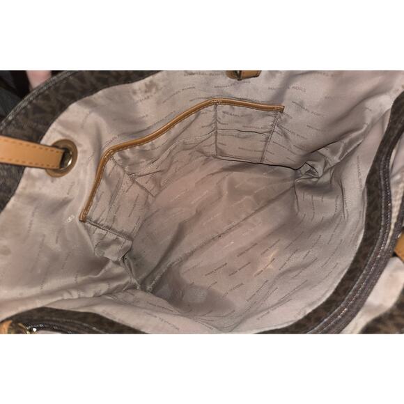 Michael Kors Jet Set MK Logo Brown Signature Tote - Picture 3 of 6